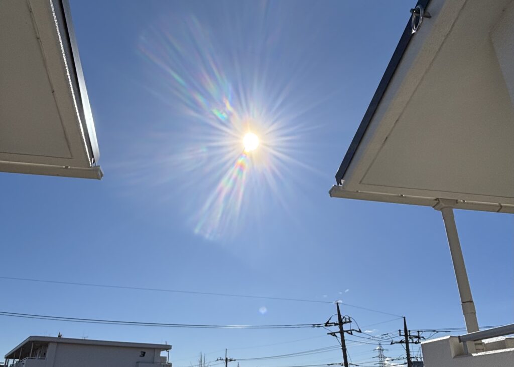 太陽強く、光紫外線浴びます